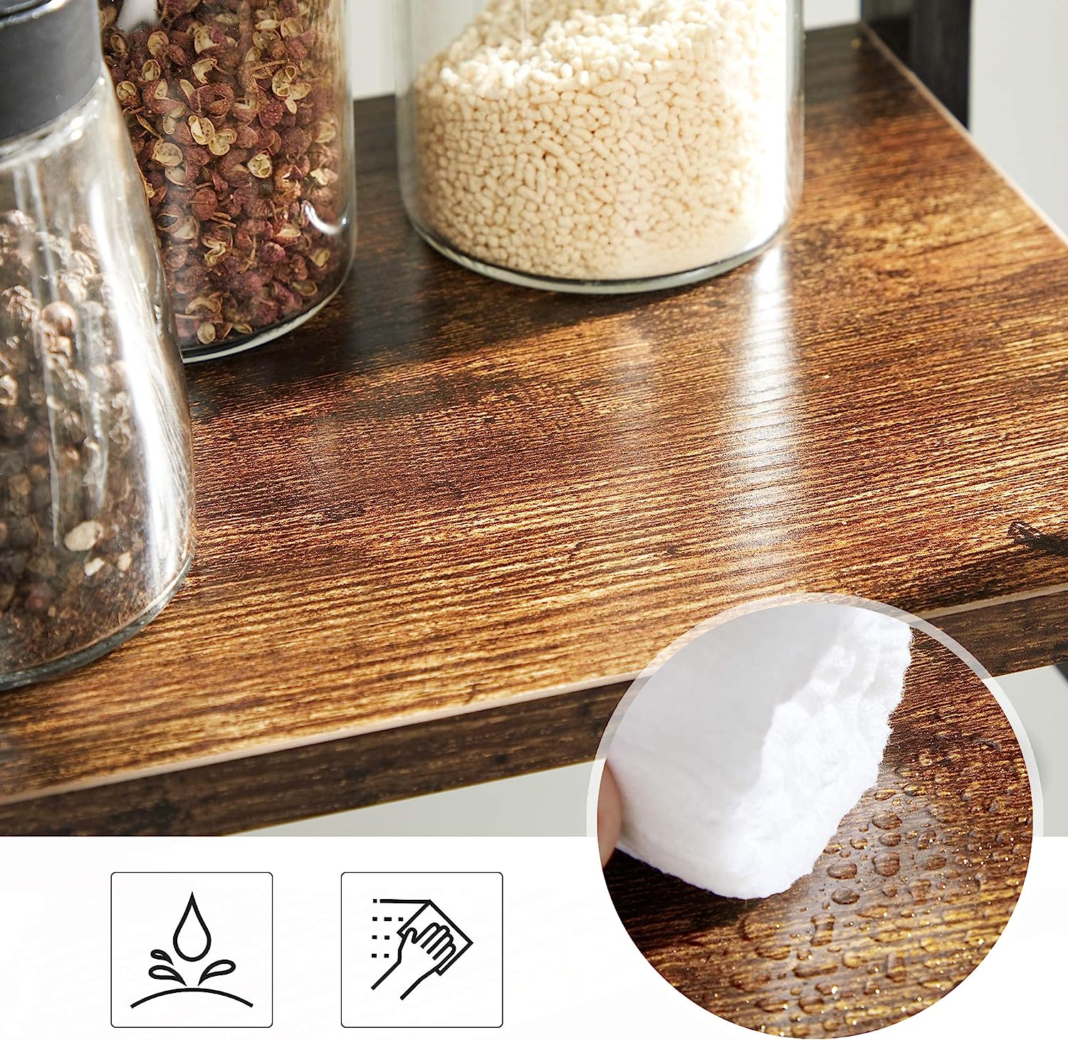 PÓŁKA KUCHENNA NA PRZYPRAWY BAMBUSOWA REGAŁ NA BLAT ORGANIZER STOJAK Kolor mebla czarny