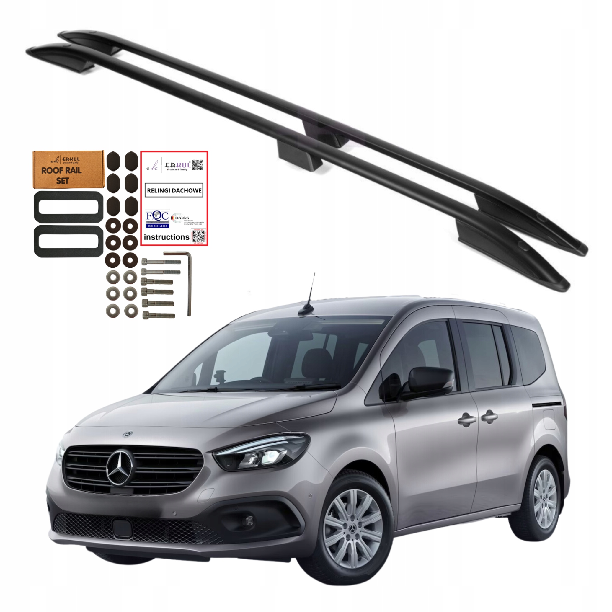 Střešní nosiče Mercedes-benz Citan W420 L2 Dlouhé 2021- Černé hliníkové
