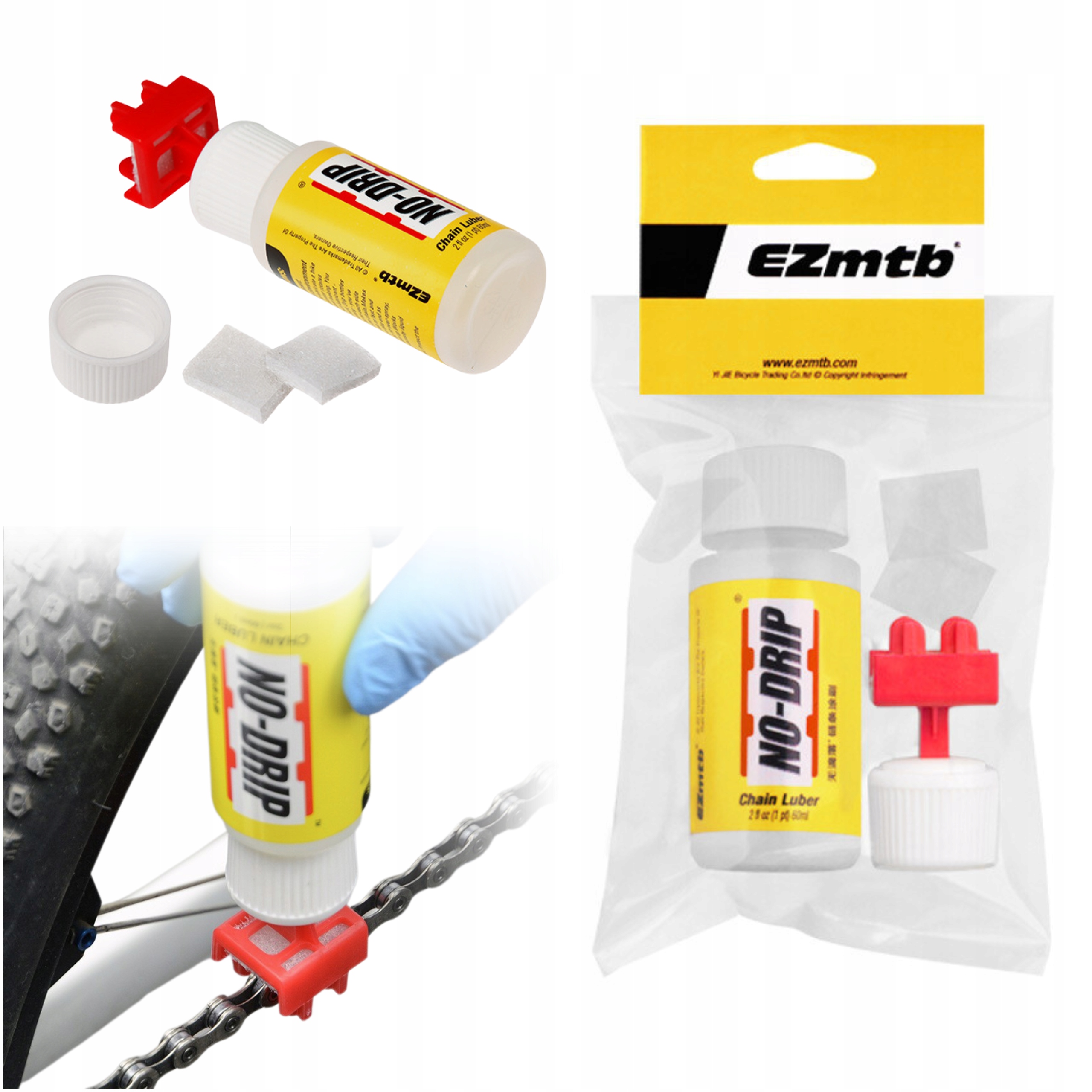 OLEJARKA DO ŁAŃCUCHA ROWEROWEGO APLIKATOR OLEJU SMARU NO-DRIP EZMTB 60ML