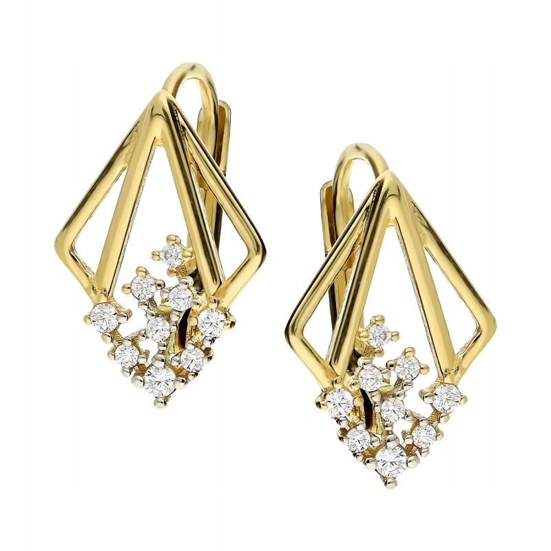 Zlaté náušnice 585 s bílými zirkony pro ženu jako dárek 1,95g