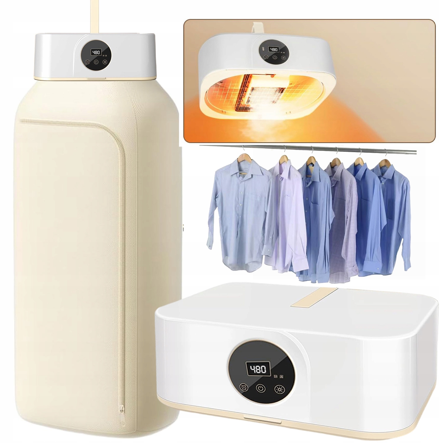 Levně Skládací Sušák 600 W 2 Rychlosti Sušení Topení Ptc Vysoká Kvalita