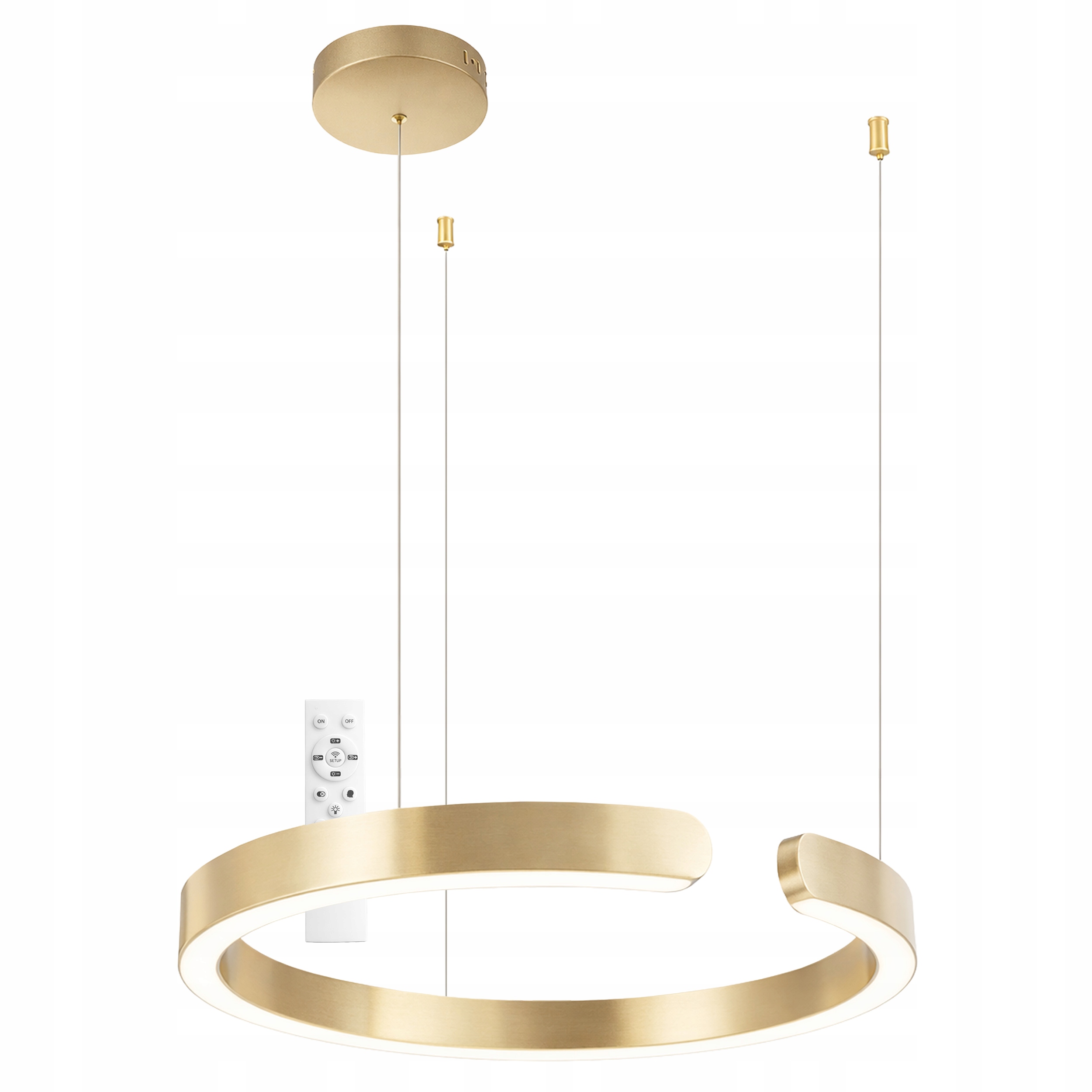 Led závesná stropná lampa 24W Ring kartáčované zlato 3 farby Diaľkový Ovládač