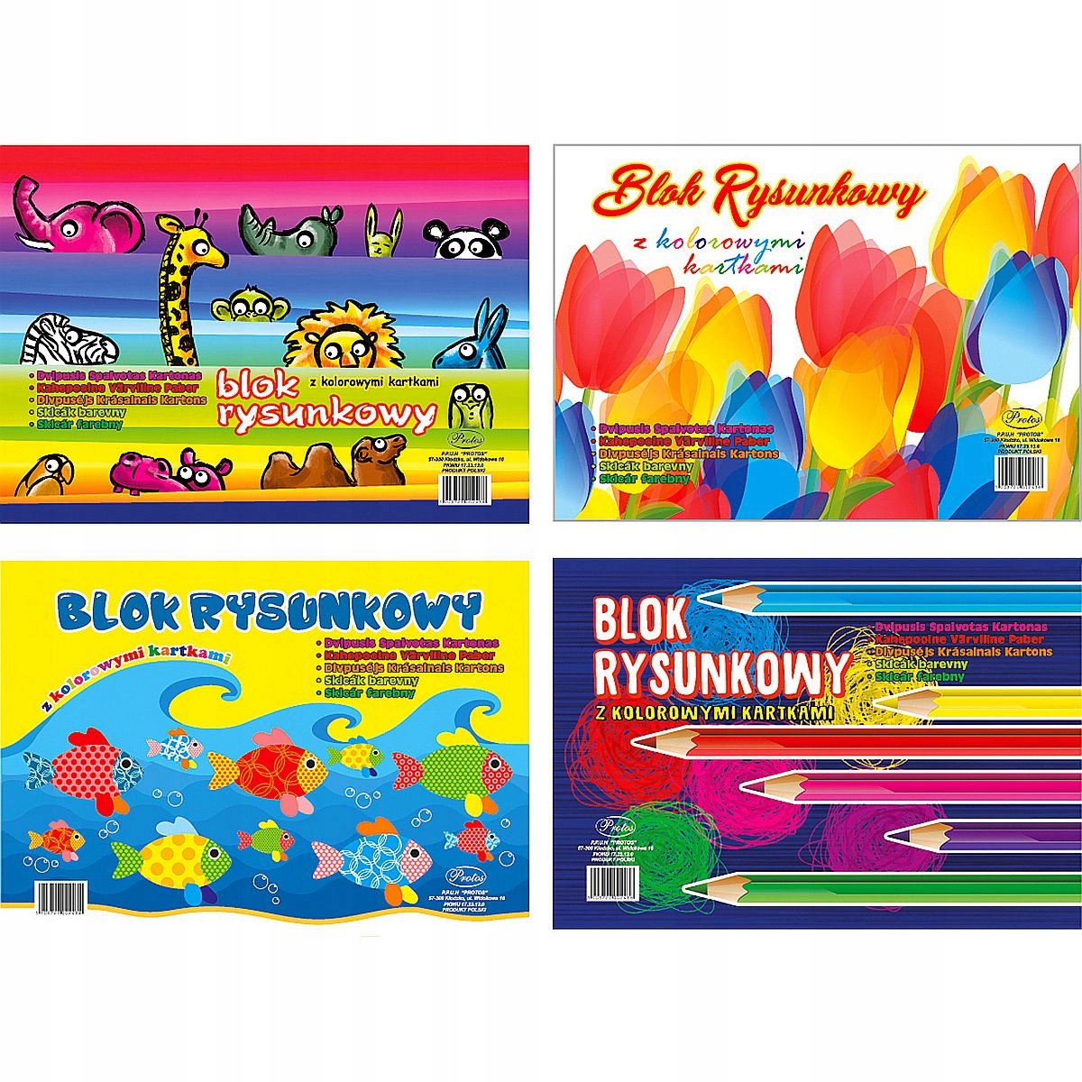 

Blok Rysunkowy Kolorowy Szkolny A4 16 Stron Protos