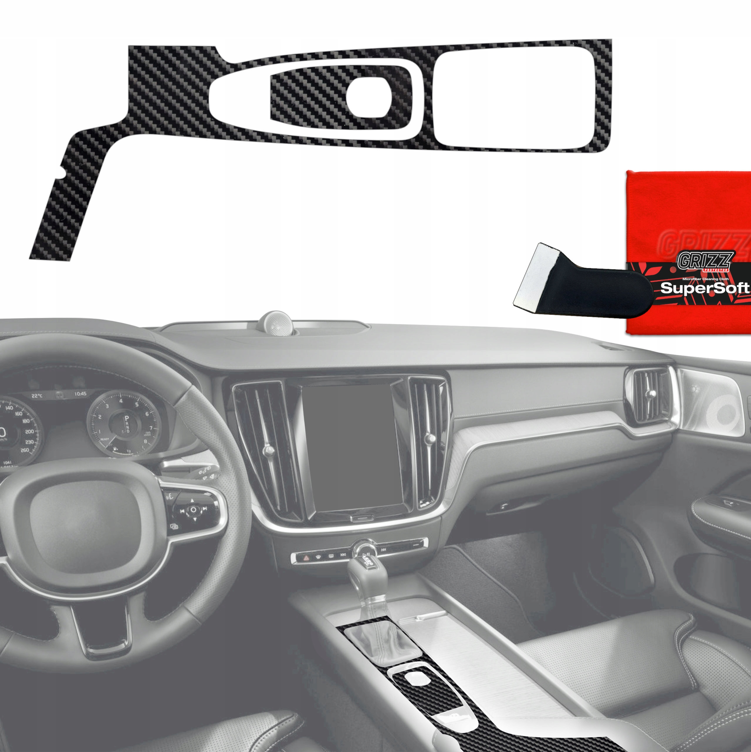 Fólie do interiéru Volvo XC90 D4 (2017-2018) Grizz 2v1 Karbonová lesklá