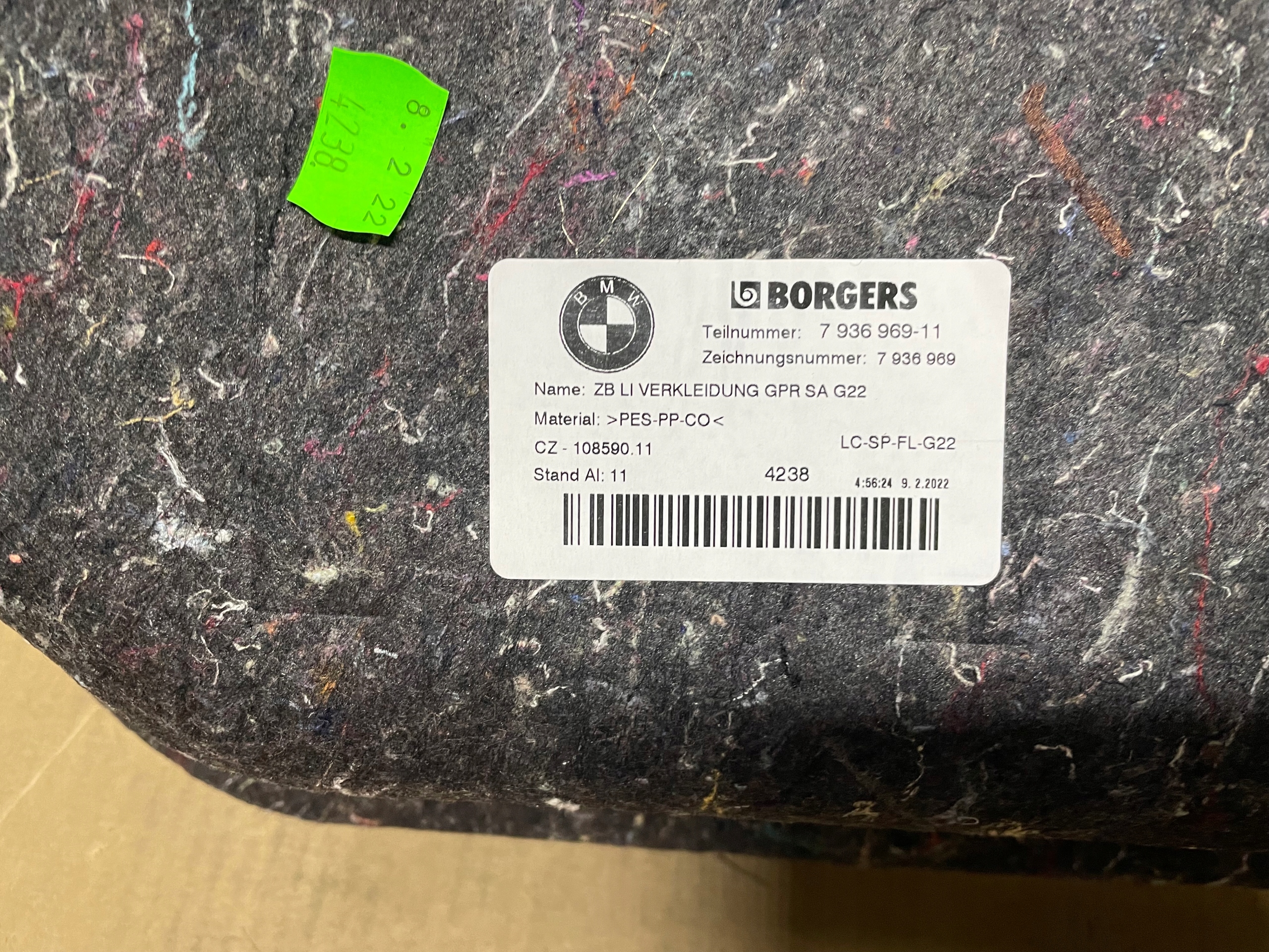 side upholstery boot left rear part BMW 4 G22