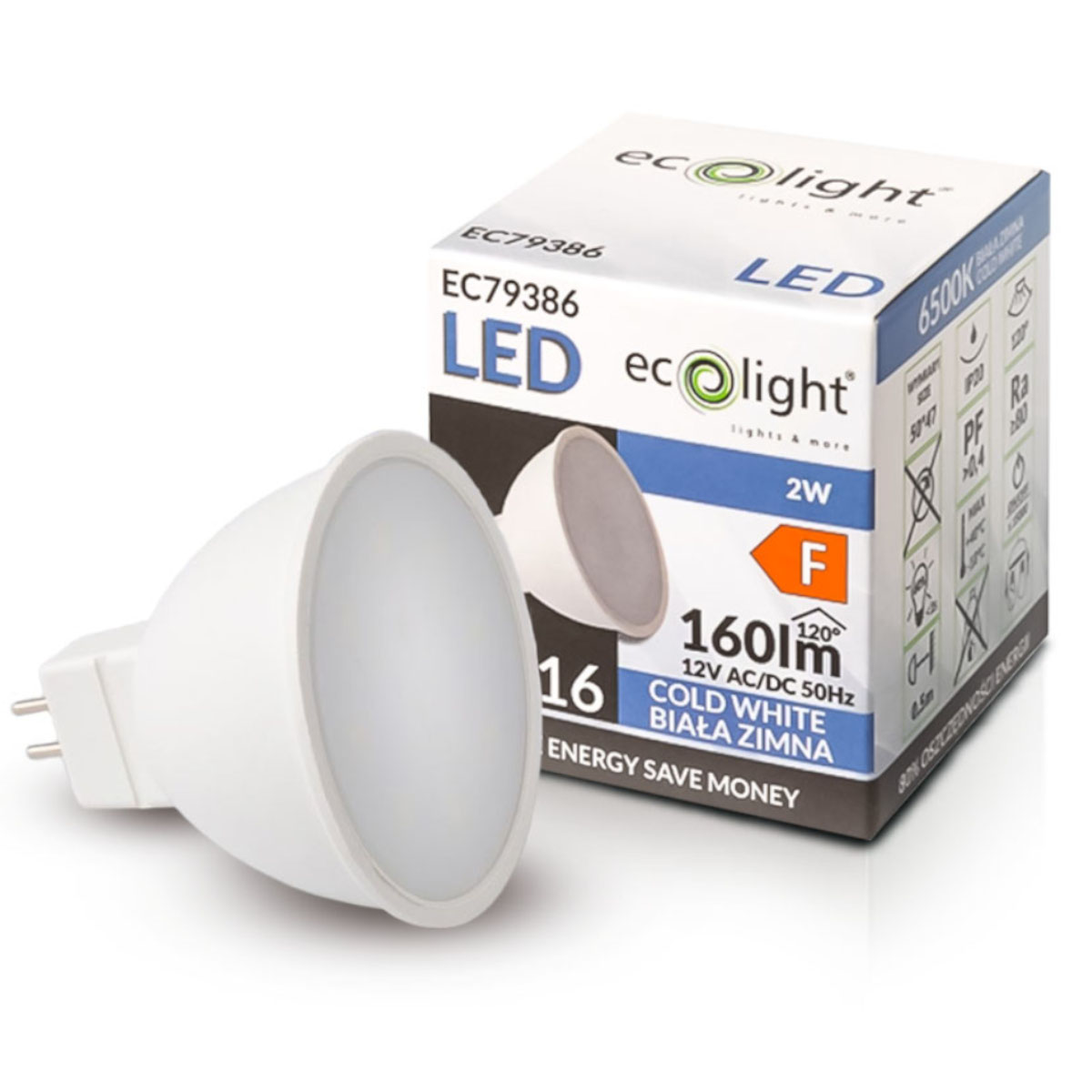 

Żarówka Led MR16 12V 2W 20W 160lm Barwa Zimna