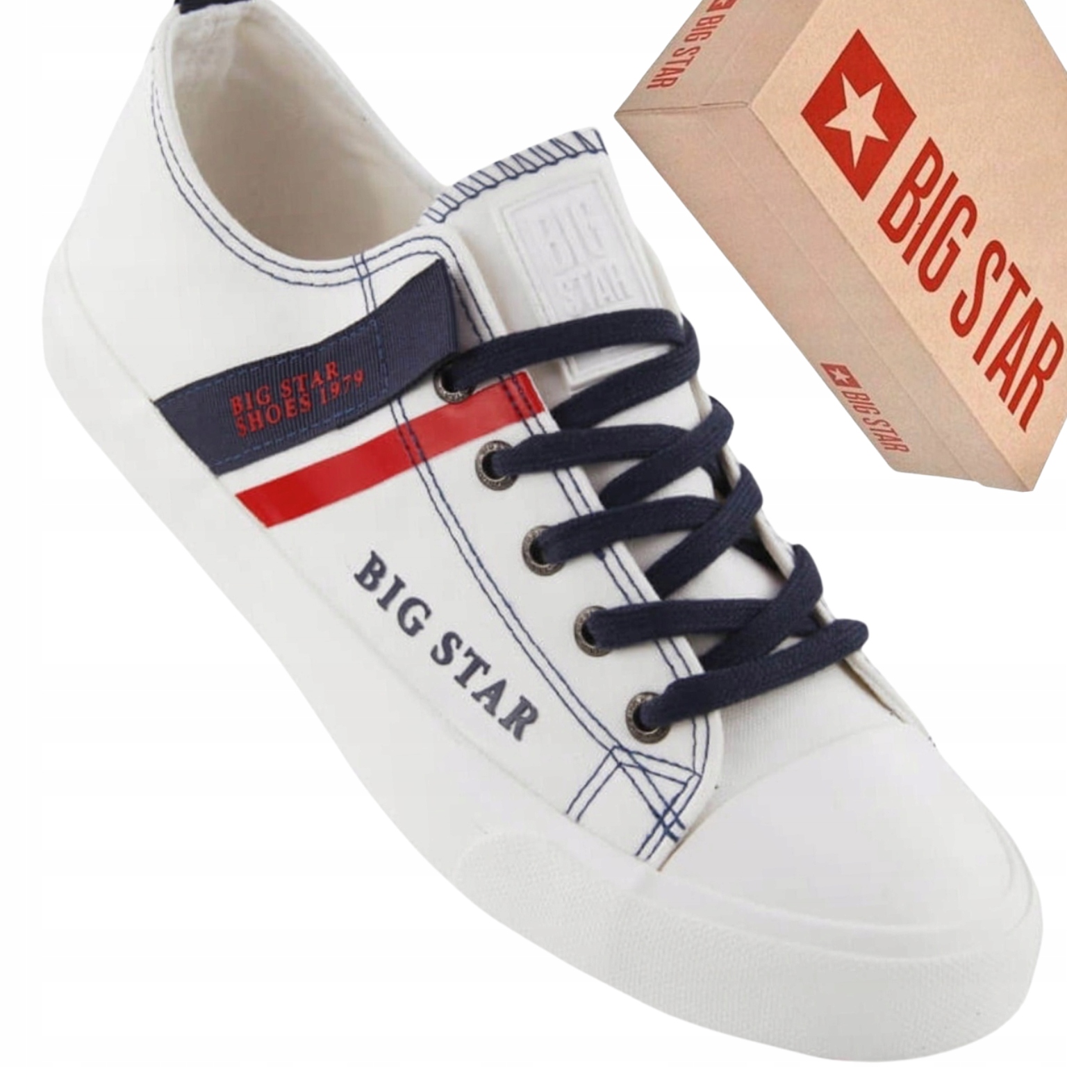 Trampki męskie Big Star LL174005 białe tekstylne casual