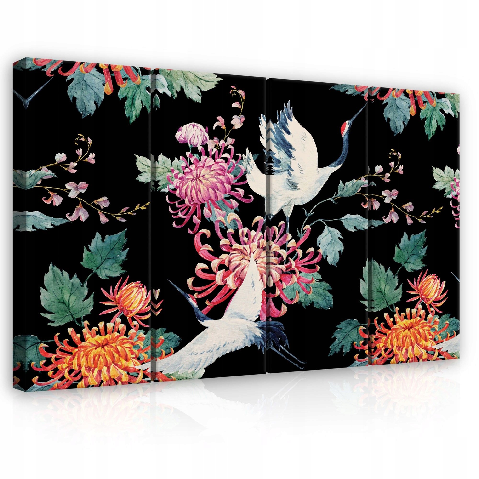 Obraz 120x80 modulární triptych jeřáby chryzantémy Japonsko Čína ak