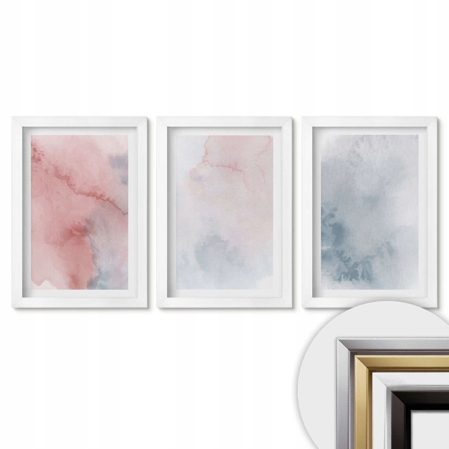 Sada obrazů do obývacího pokoje Triptych 3x 20x30 Pastelové akvarely na plátně