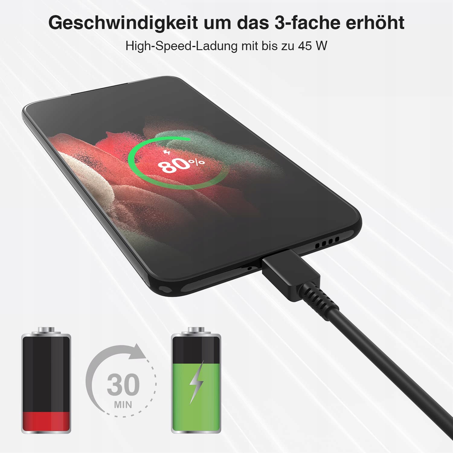 Szybka ładowarka USB C do Samsng 45 W Czarna — miniatura 3