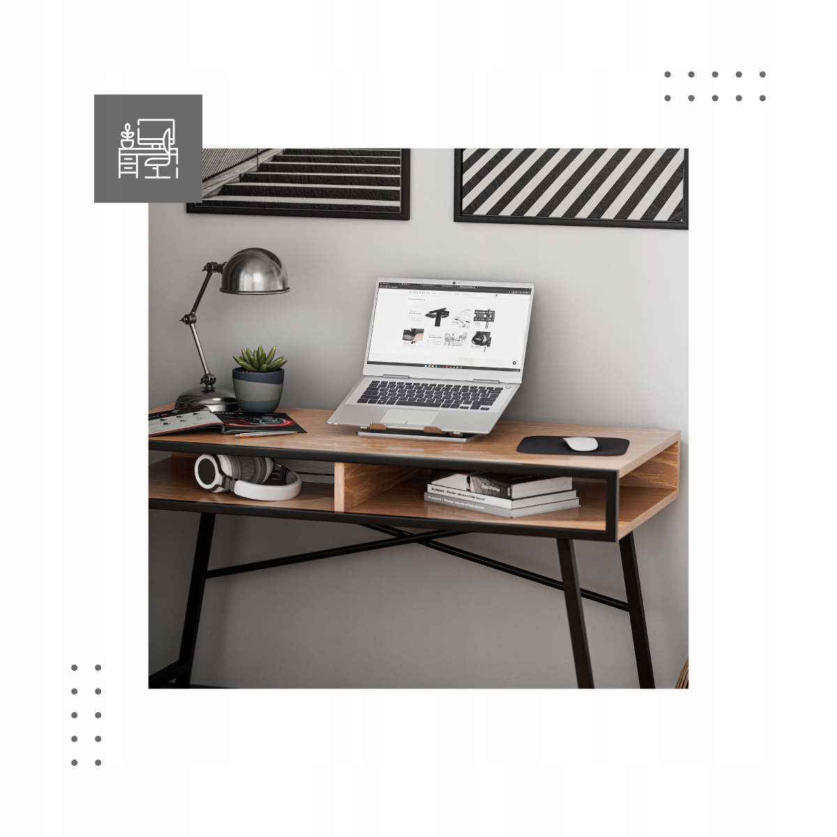 Biurko z półkami Stylowe INDUSTRIALNE Mark Adler Leader 4.2 Loft Wysokość mebla 76 cm