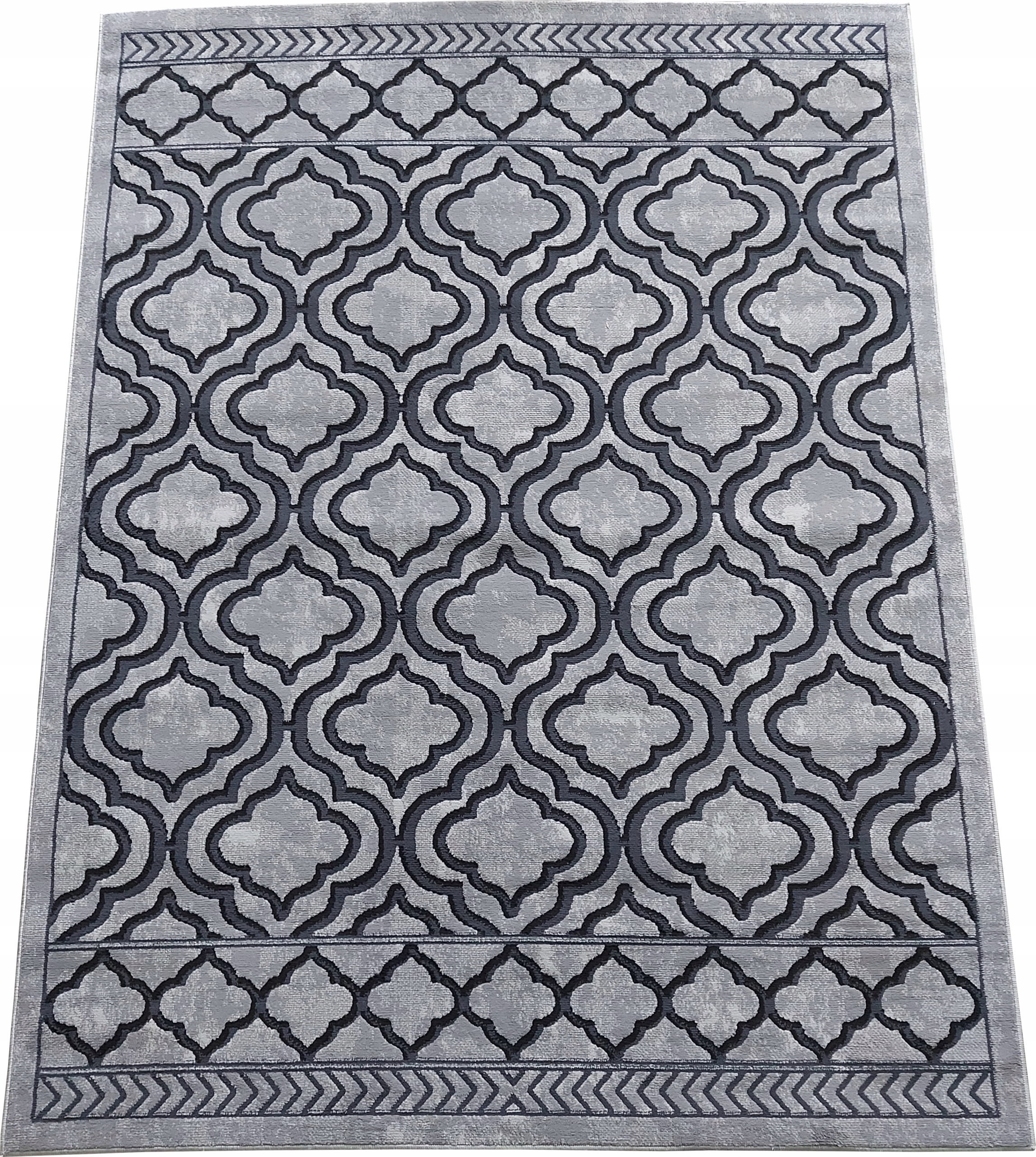 Koberec marocký šedý, plyšový se vzorem 200x300