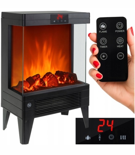 Kominek Elektryczny Wolnostojący z funkcją grzania Grzejnik Termowentylator