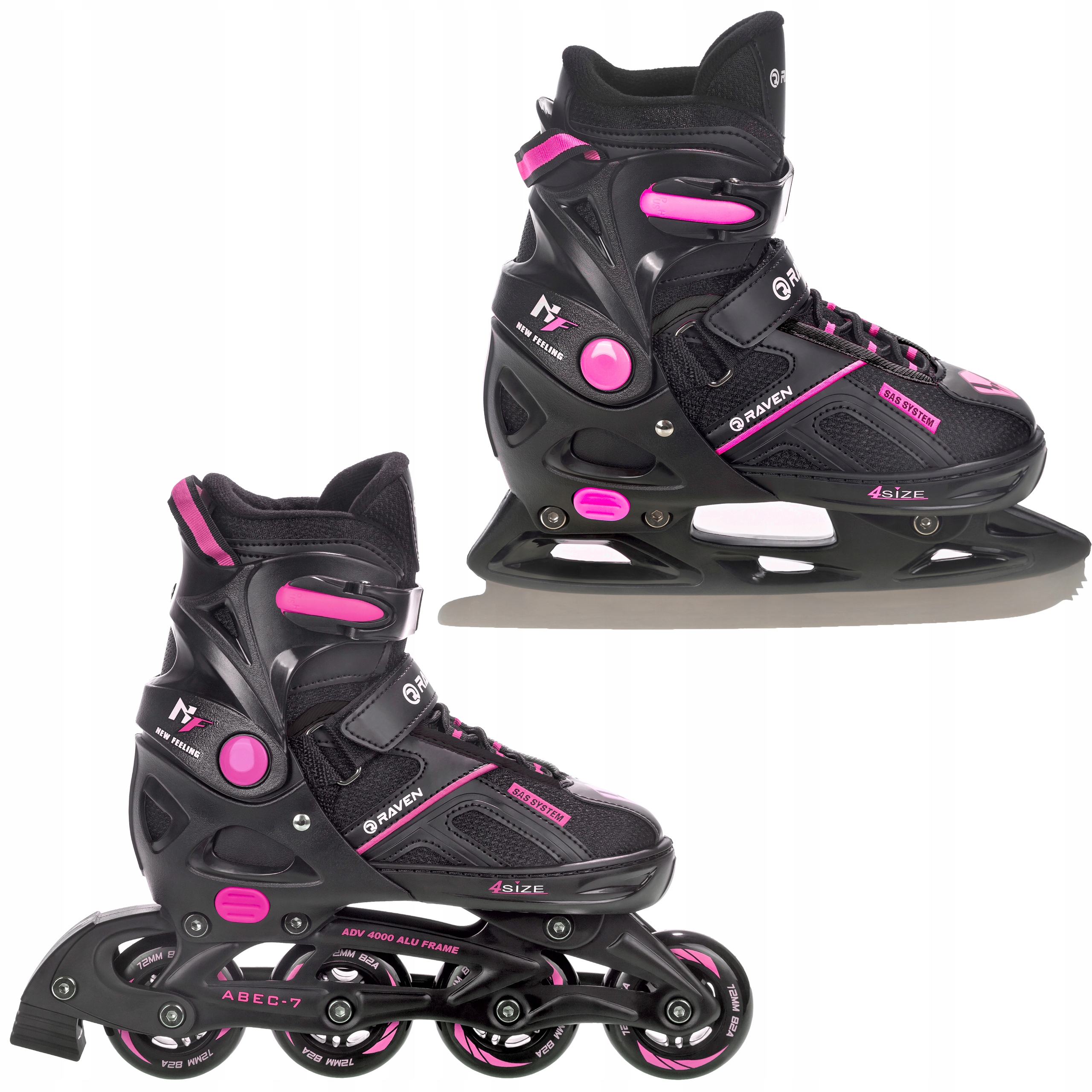 

Rolki Łyżwy 2w1 Raven Pulse Black/Fuchsia 40-43