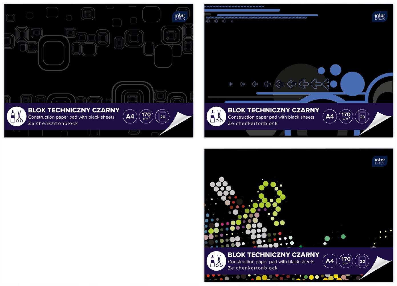Blok techniczny A4 INTERDRUK 10 kartek czarny