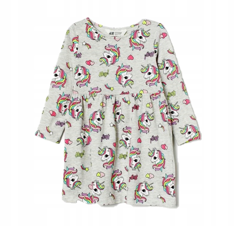 

Nowa H&m sukienka Jednorożce szara 134/140