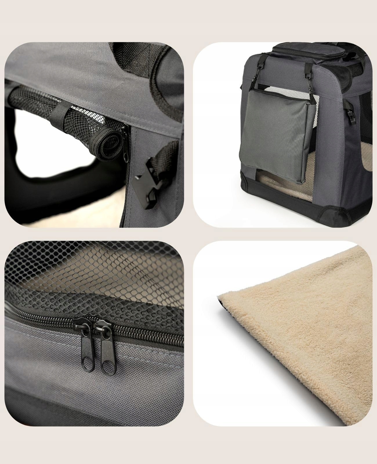 Levně Lionto Skládací Přepravka pro psy a kočky do 10 kg šedý