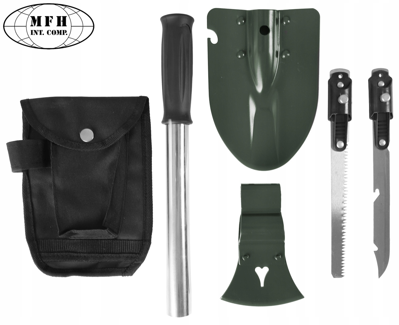 Narzędzie wielofunkcyjne survivalowe MFH 6w1 Max Fuchs saperka toporek nóż Kod producenta 27037