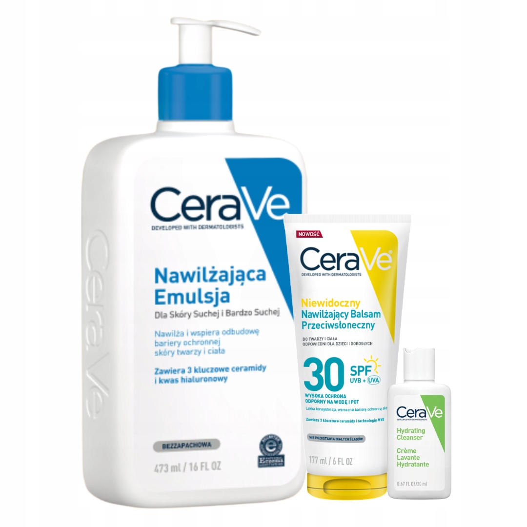 CeraVe Nawilżająca emulsja 473ml Balsam przeciwsłoneczny Spf 30 177ml
