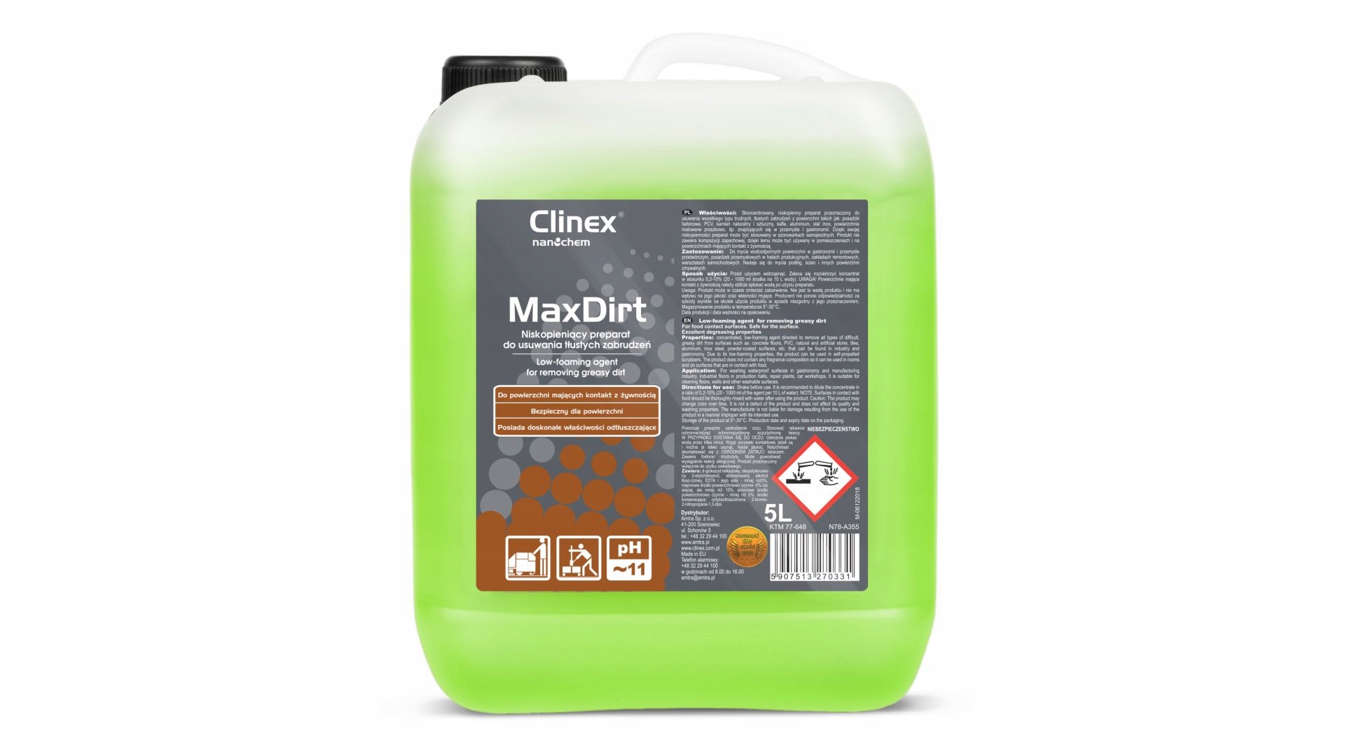 Levně Clinex Maxdirt 5 L Nízkopěnivý Koncentrát Pro Mastné A Těžké Nečistoty
