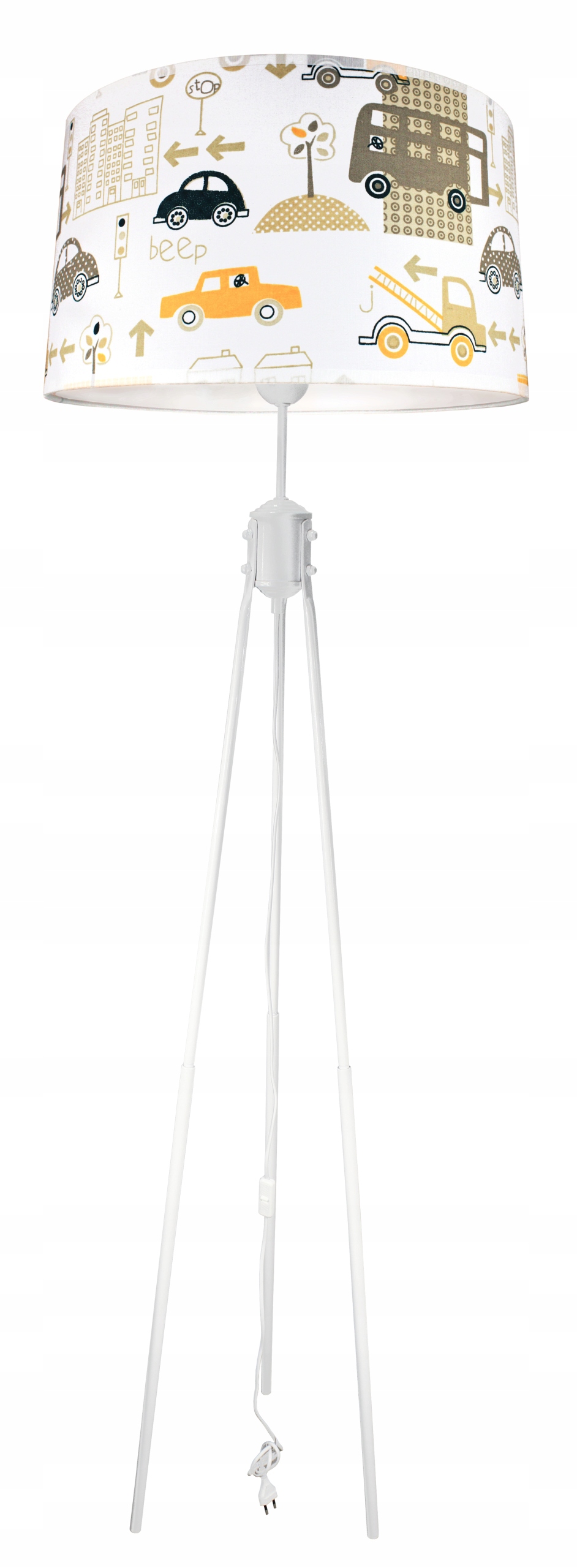 

Lampa Podłogowa Stojąca Abażur Biała Nocna Autka