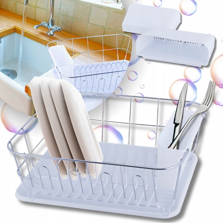 SUSZARKA DO NACZYŃ OCIEKACZ NA SZTUĆCE TALERZE Z TACĄ KAMILLE