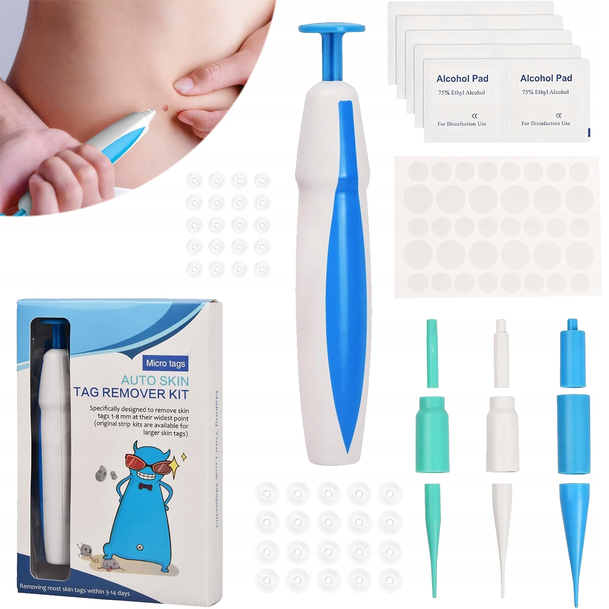 Sada na odstraňování kožních bradavic Tag 2 v 1