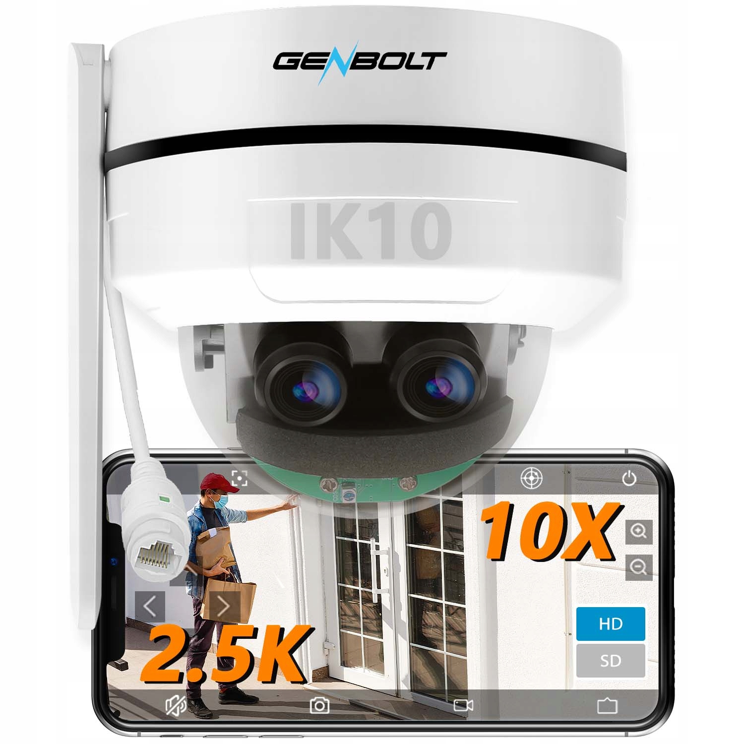 Kamera Ip Poe WiFi 2.5K Ptz do użytku zewnętrznego/wewnętrznego z zoomem optycznym 4x i cyfrowym 10x