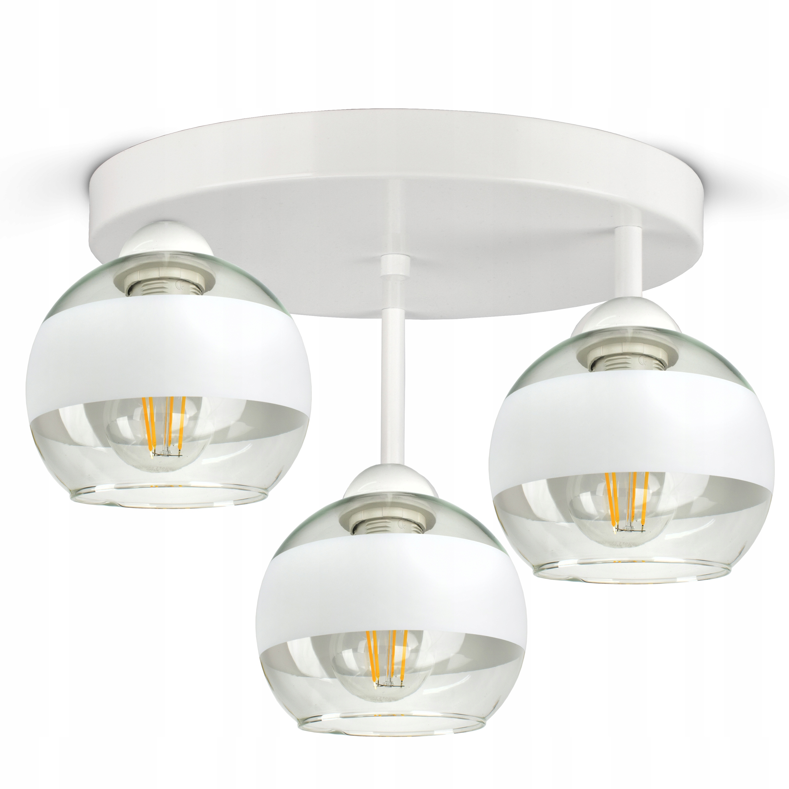 Lampa Wisząca Sufitowa Żyrandol Biała Szklane Kule White Belt ER3 Led E27