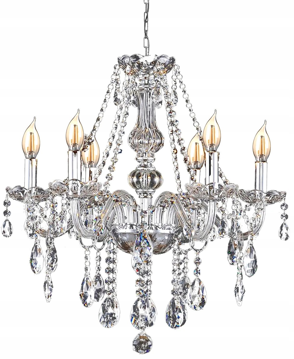 Závěsné stropní svítidlo Glamour křišťálové E14 6 žárovek Toolight