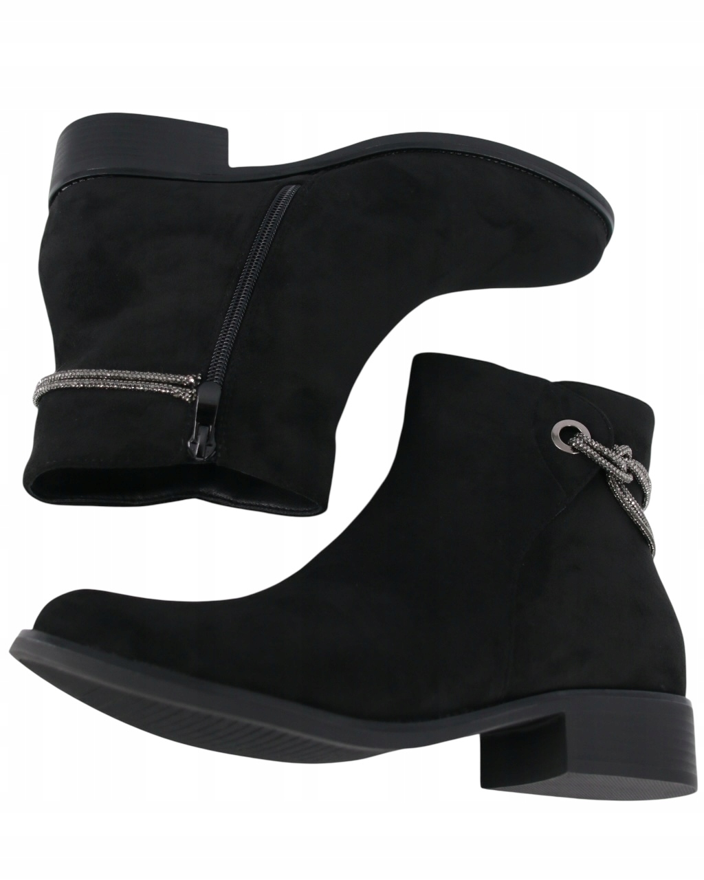 Kotníkové Boty Na Nízkém Podpatku 3 cm Velké Velikosti Dámské Boty Černé Pohodlné 44