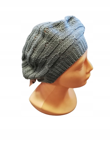 

Beret francuski szydełkowany Szary