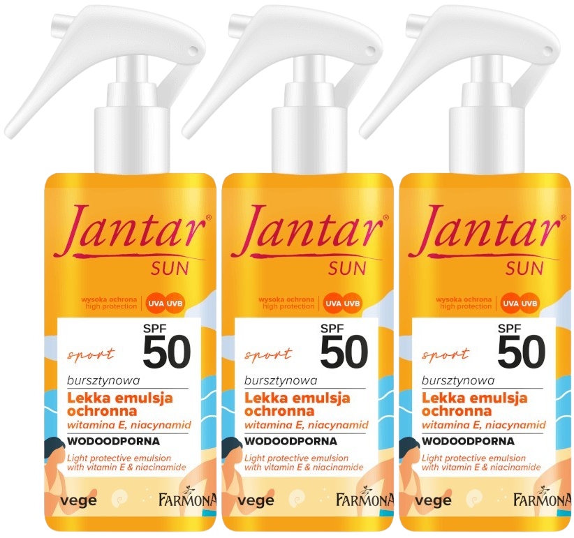 3 kusy lehká ochranná emulze SPF50 Jantar bez bílého nánosu na pokožce