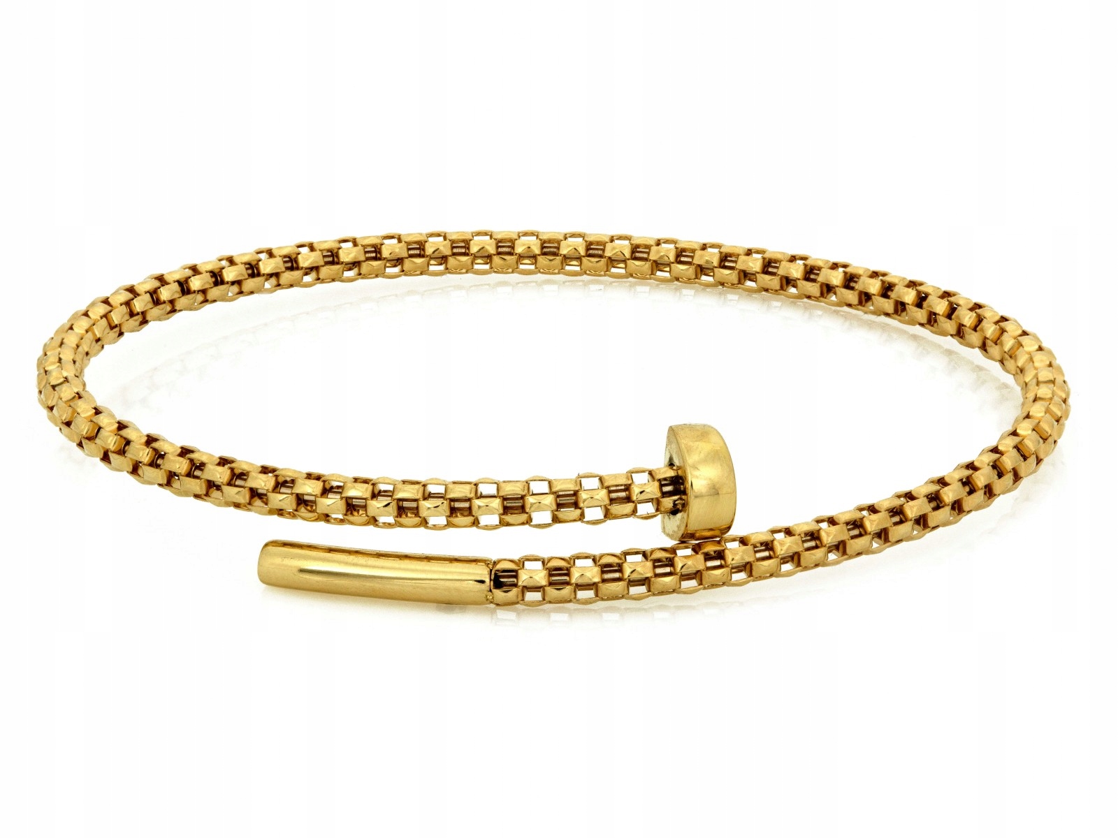 Náramek 585 ze zlata 6.36 g s moderním vzorem, tuhý hřebík, 16 cm