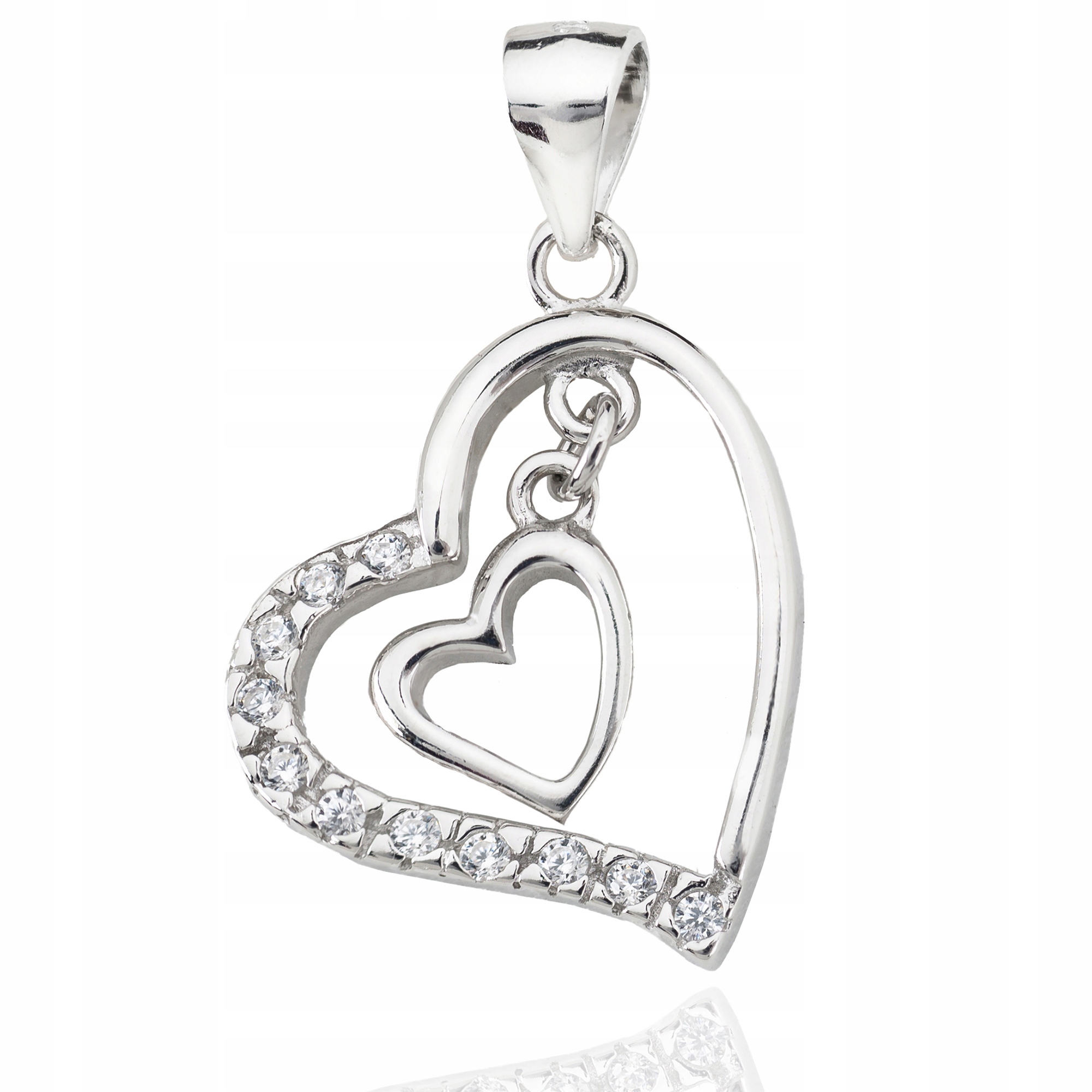 

Srebrne Serce Serduszko Z Cyrkoniami Wisiorek