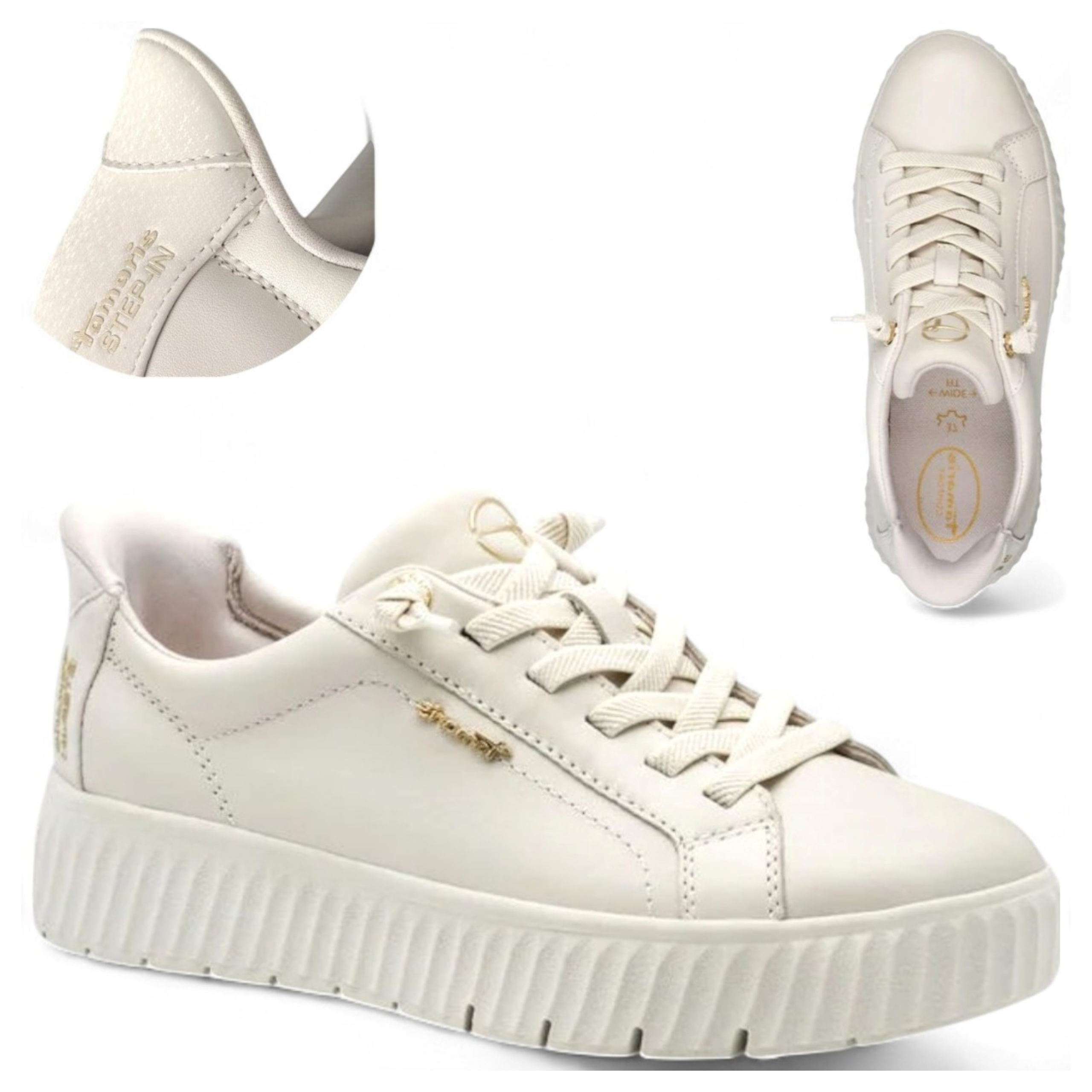 Tamaris Dámské polobotky 40 z kůže Podzimní nazouvací boty Béžová Elegantní