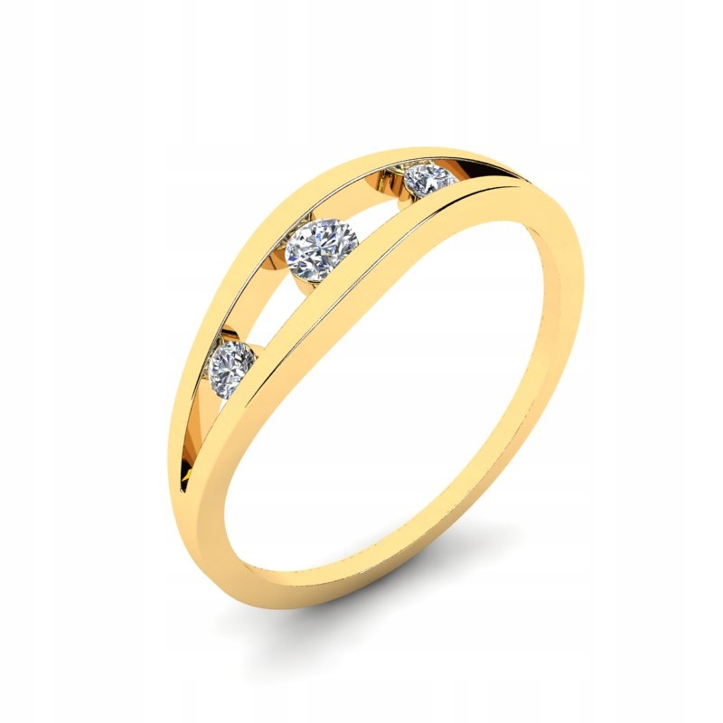 

Pierścionek Złoty Z Brylantami 0.14CT Na Prezent