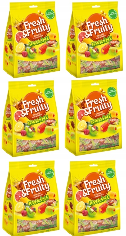 Levně 6 x 245 g Wawel Fresh Fruity kyselé želé Bonbóny Půlka Kartonu