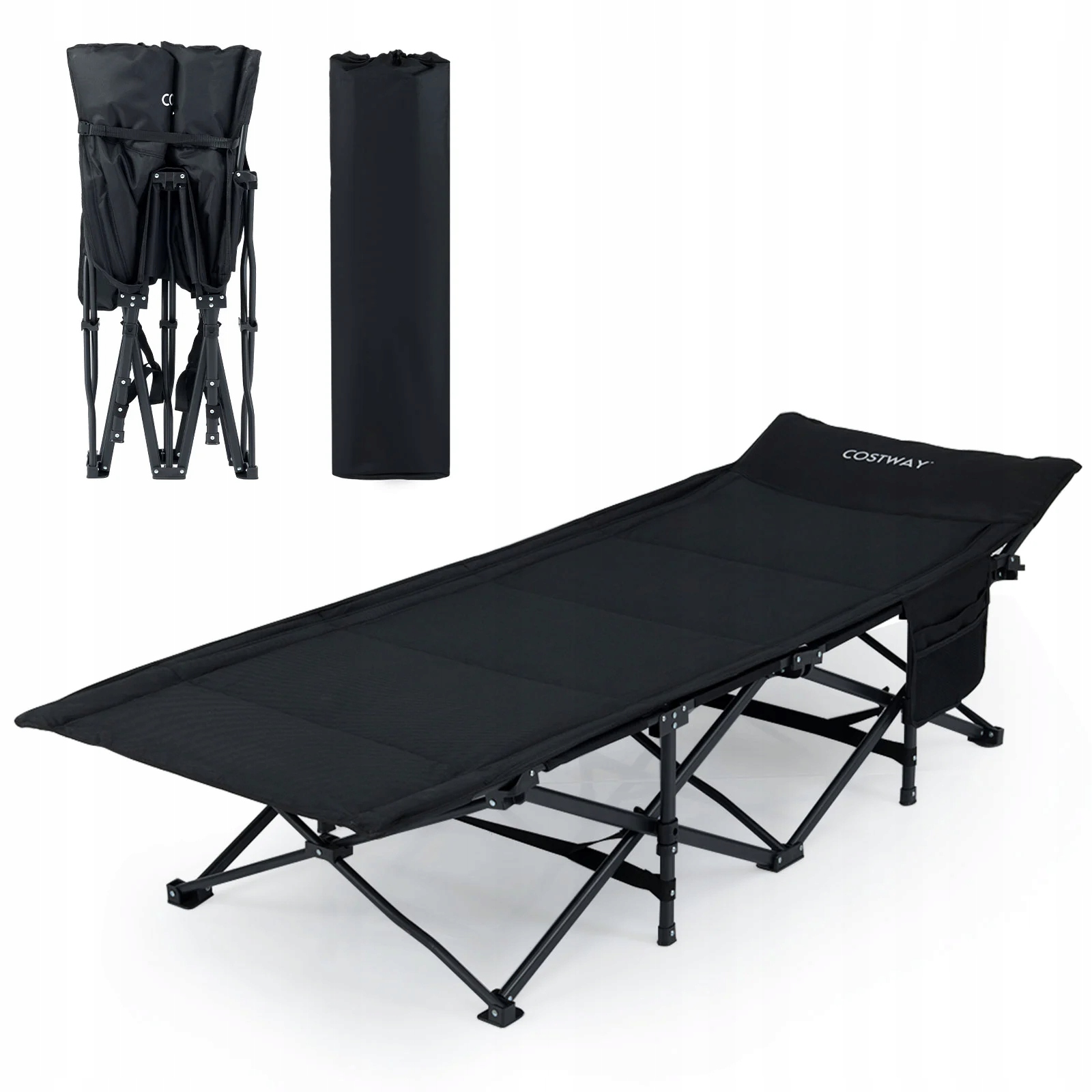 Skládací kempingová postel Cestovní postel 189 cm x 69 cm černá