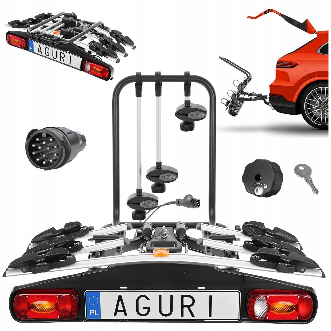 Platforma rowerowa na hak Aguri Active Bike 3 srebrna na 3 rowery