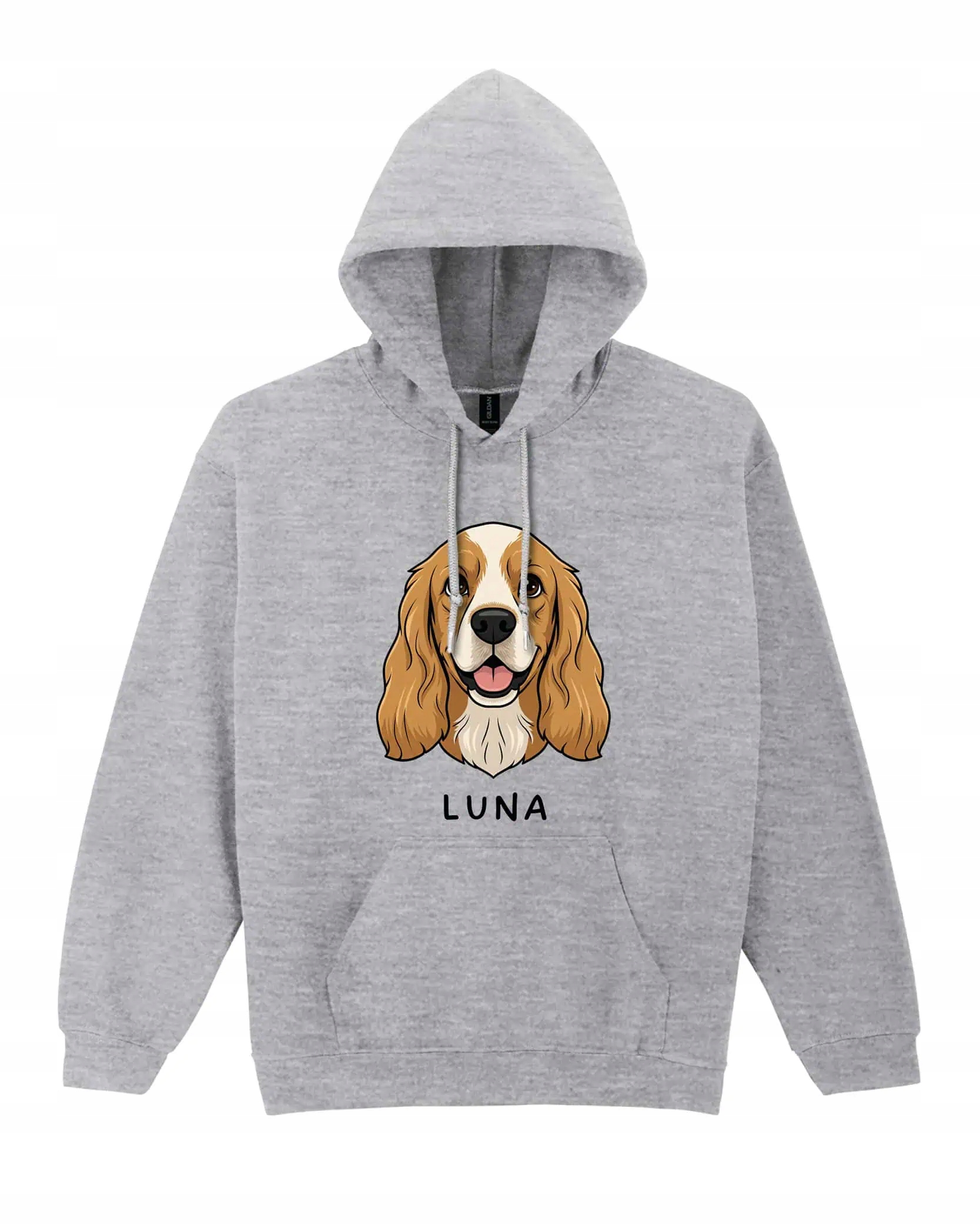 Mikina s kapucí Kokršpaněl Personalizovaný pes Šedá M