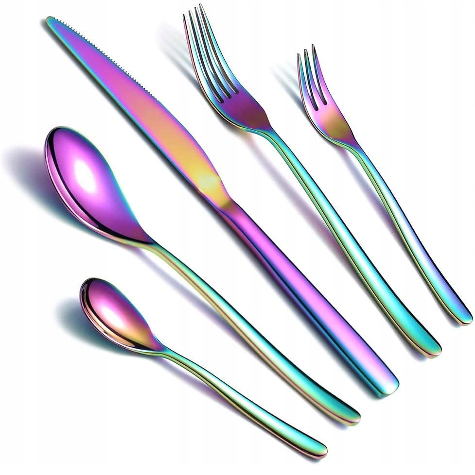 

Opalizujące sztućce 30el dla 6os. Tęczowe Piękne