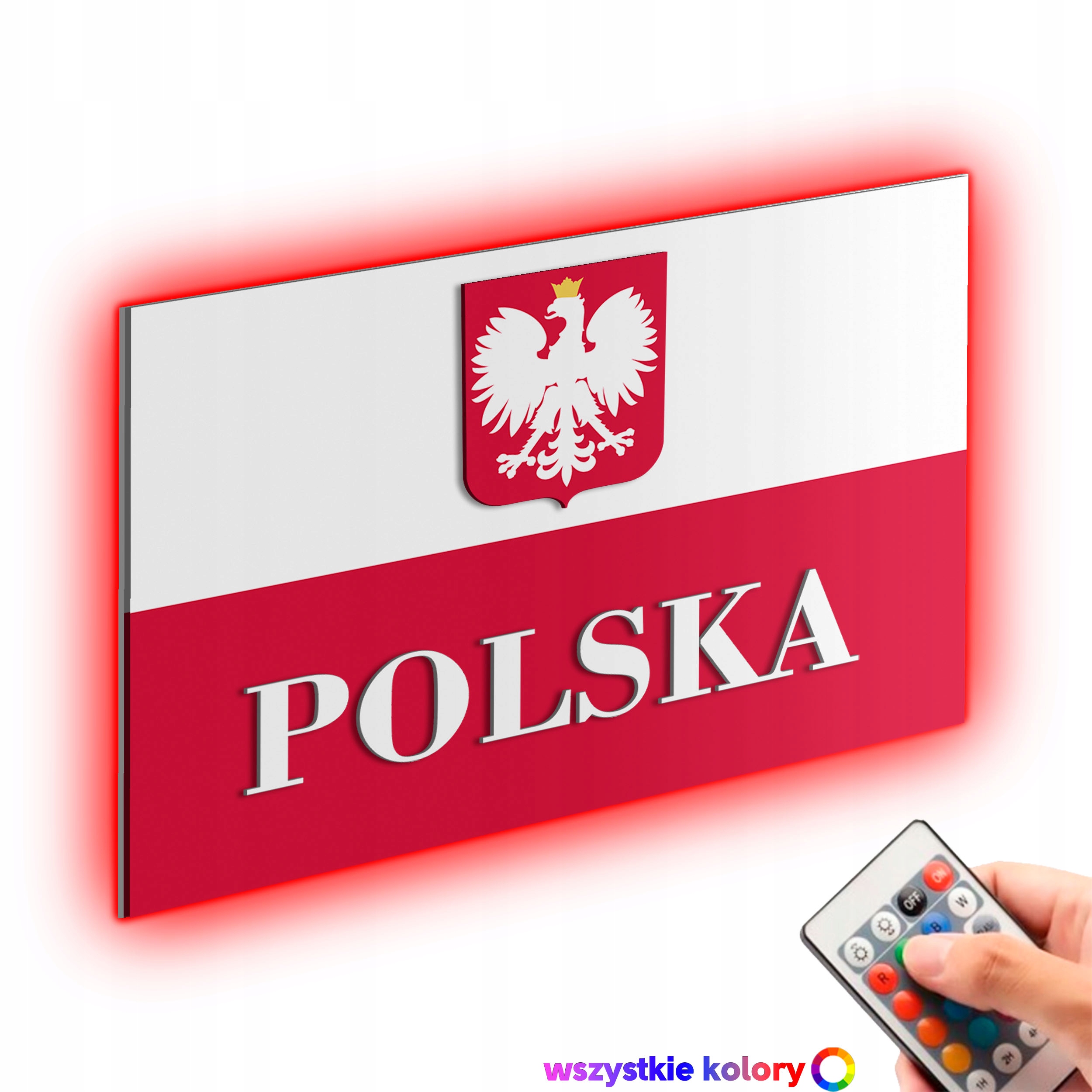 Dřevěný 3D obraz Polská vlajka Nástěnná Dekorace Dárek Noční Lampa Led