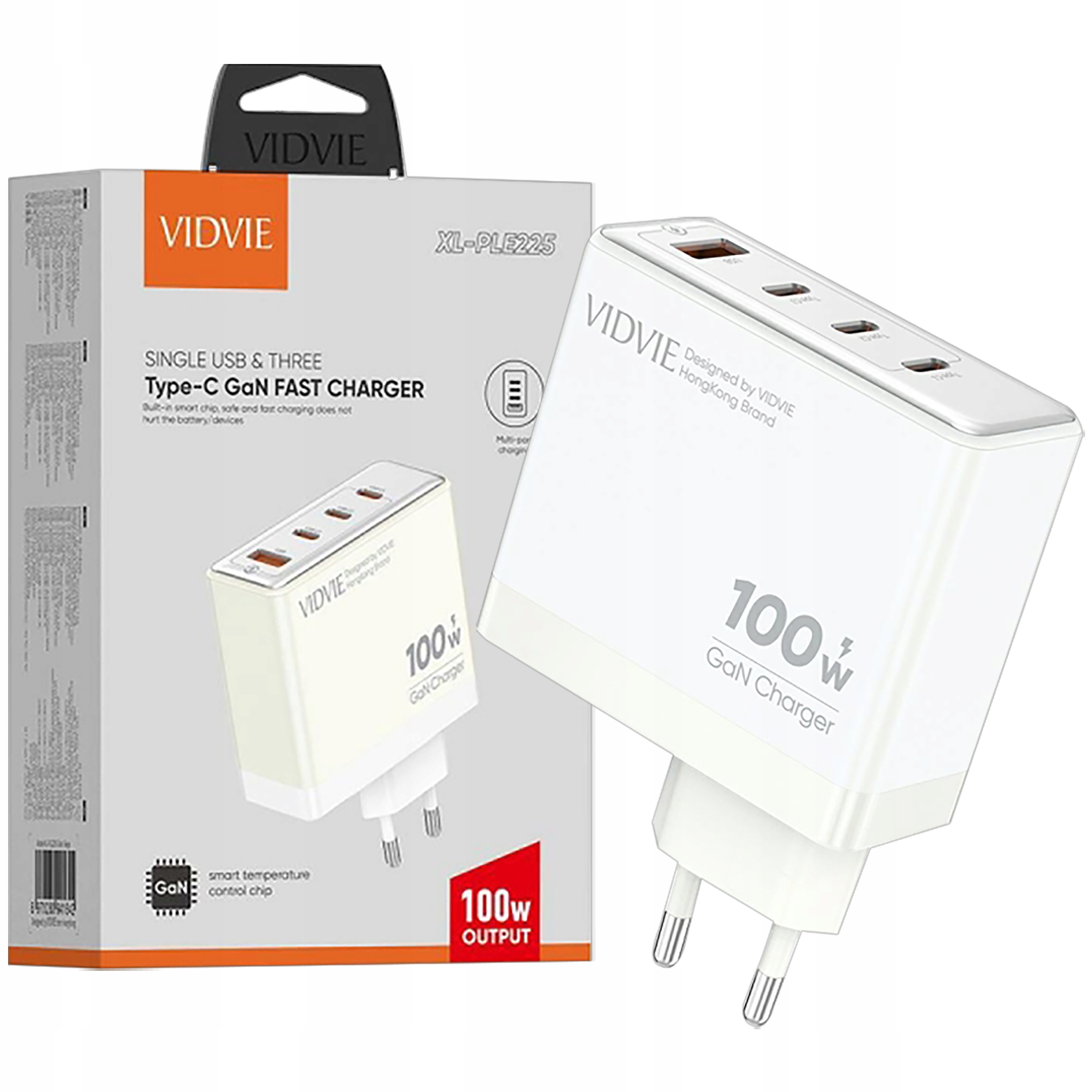 Szybka Ładowarka sieciowa Vidvie 100W Usb 3X Usb Typ-c Kostka Do Telefonu