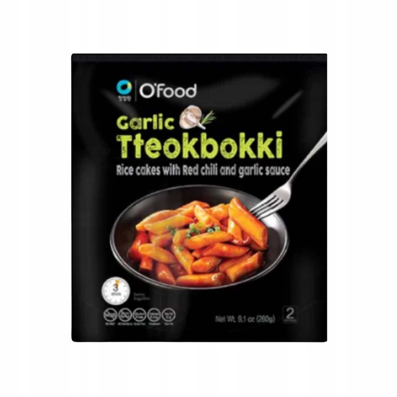 Levně 3x Garlic Tteokbokki, rýžové knedlíčky s česnekovo-paprikovou omáčkou 260 g O'Food