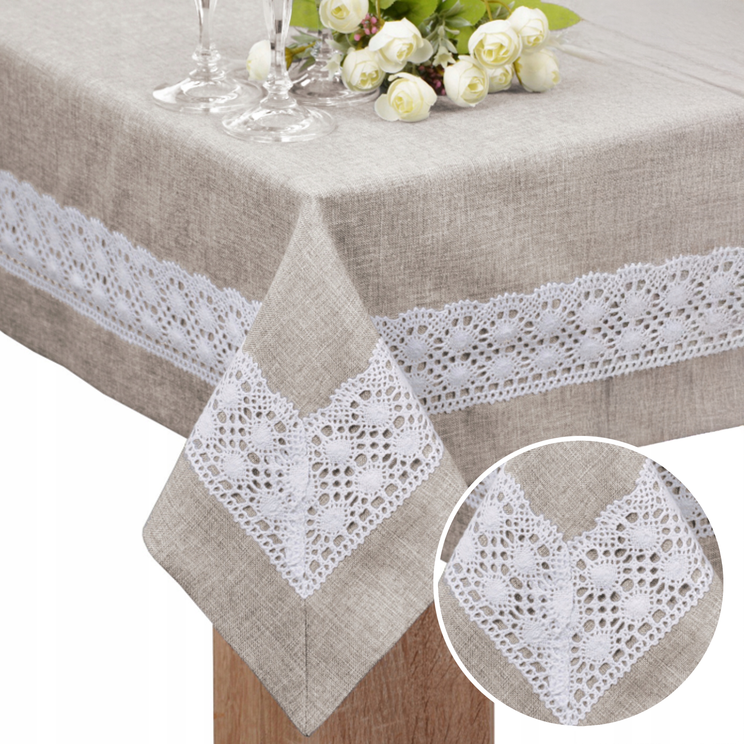 Obrus Plamoodporny Sewilla Beżowy na wymiar Agmar 140x220