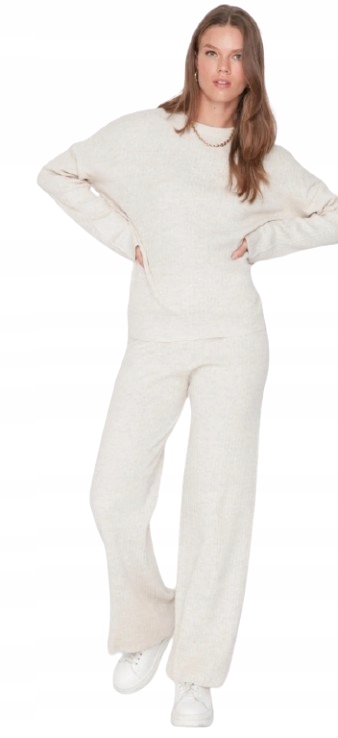 Trendyol Komplet Ecru Svetr A Kalhoty Z Úpletu 36 5AB