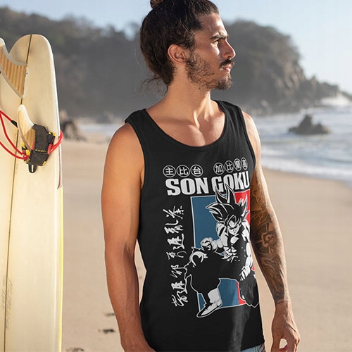 TANK TOP DRAGONBALL ON GOKU ANIME BLACK 4 Marka inna