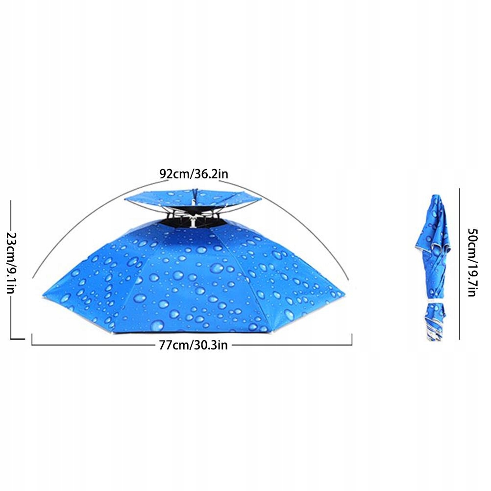 PARASOLKA NA GŁOWĘ NA SŁOŃCE WIATR DESZCZ CZAPKA Kolor niebieski