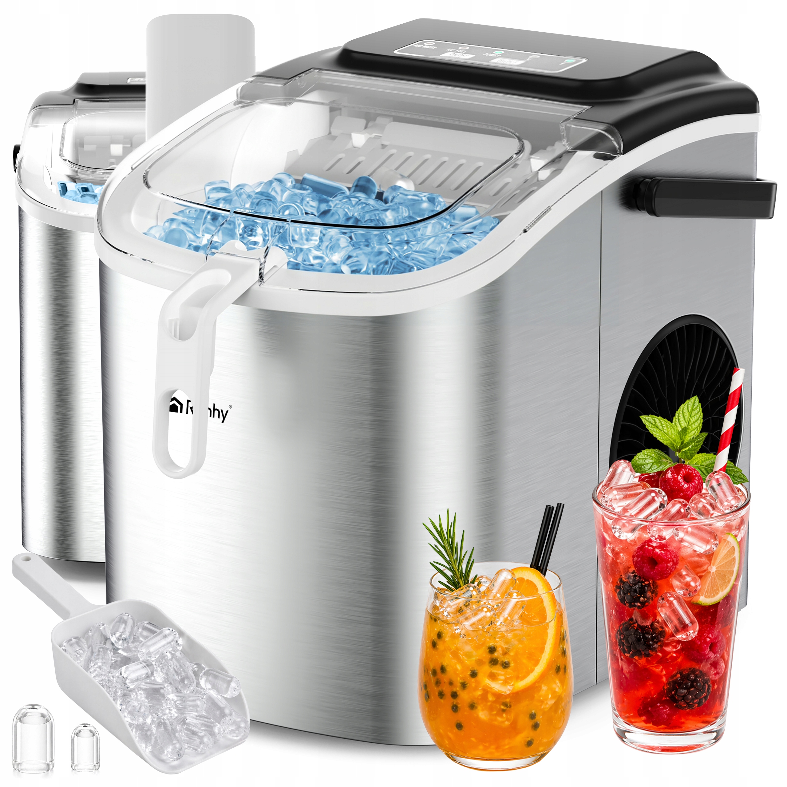 Ruhhy 27709 Výrobník ľadu 1,2 l, 12Kg/24h, strieborný
